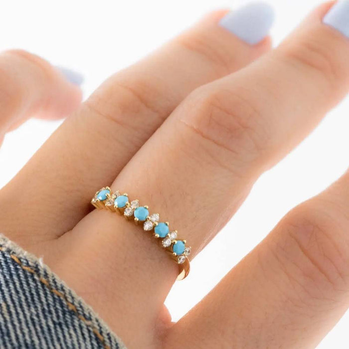 Gold Turquoise & CZ Ring WOMEN - Accessories - Jewelry - Rings Sami Jewels