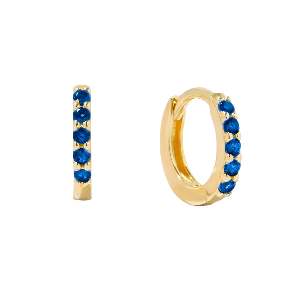 Sapphire and Gold Huggie Hoop Earrings WOMEN - Accessories - Jewelry - Earrings Sami Jewels