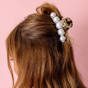 Large Claw Clip - Tortoise/Pearls