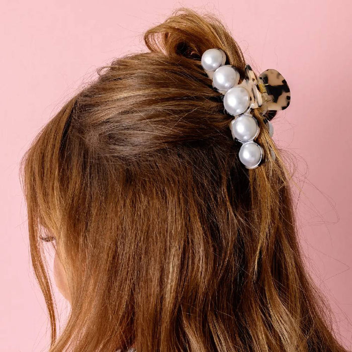 Large Claw Clip - Tortoise/Pearls WOMEN - Accessories - Hair Accessories Taylor Elliott Designs