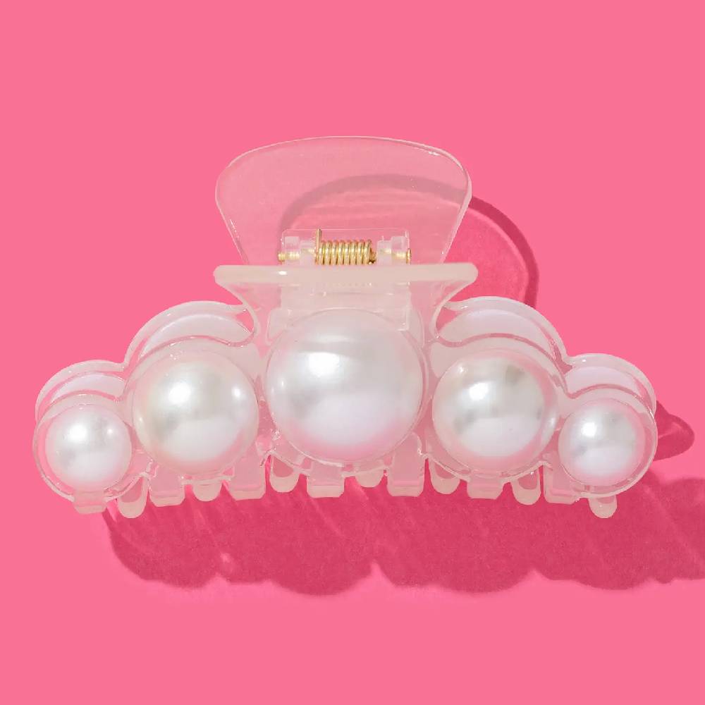 Large Claw Clip - Clear/Pearls