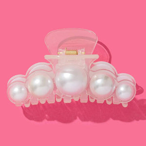 Large Claw Clip - Clear/Pearls