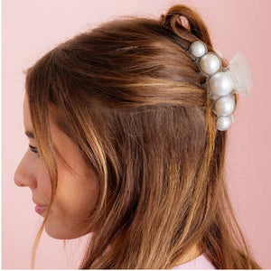 Large Claw Clip - Clear/Pearls