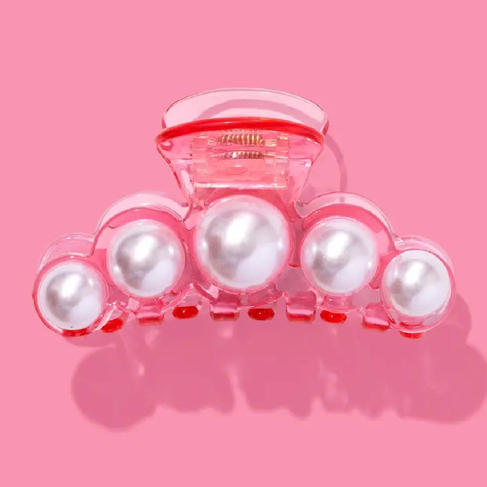 Large Hair Clip - Pink/Pearls