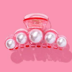 Large Hair Clip - Pink/Pearls