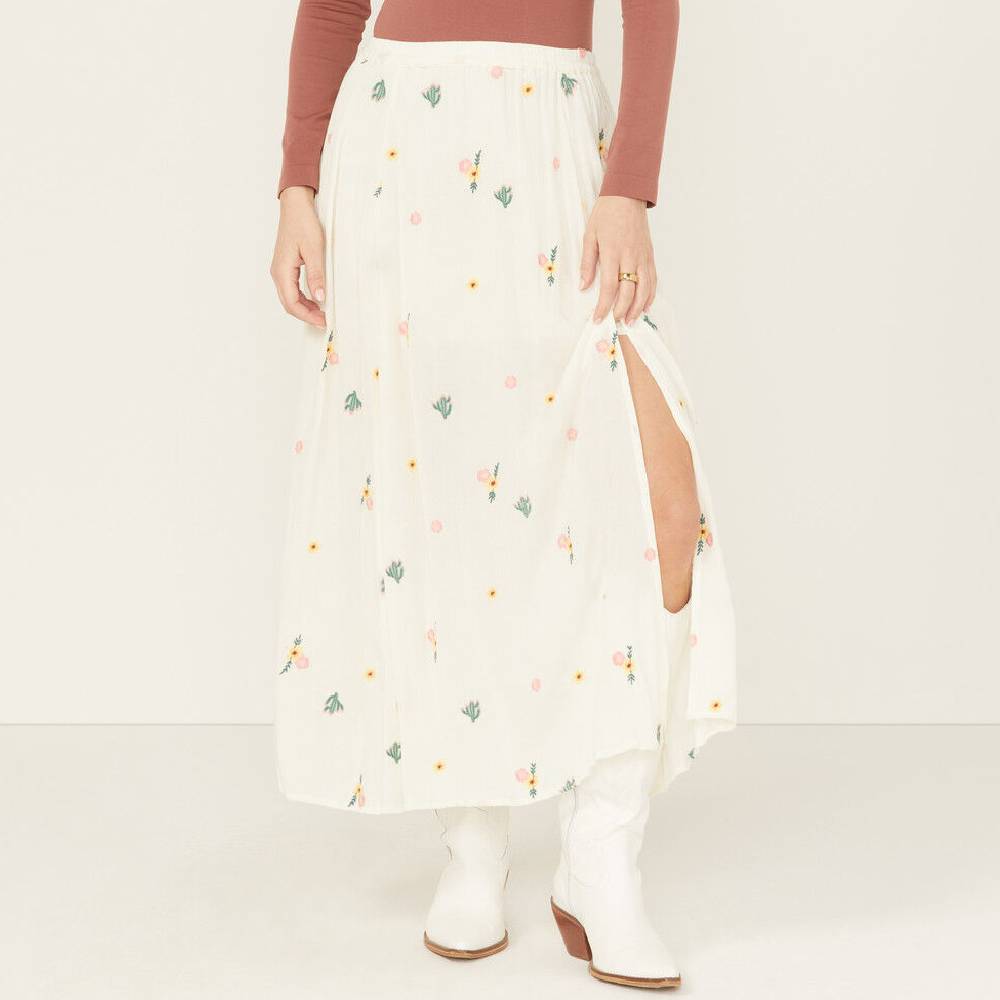 Rock & Roll Denim Women's Embroidered Midi Skirt