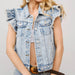 Ruffle Sleeve Button-Up Jacket WOMEN - Clothing - Tops - Sleeveless Blue B