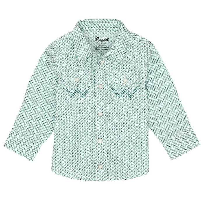 Wrangler Baby Boy's Pearl Snap Diamond Print Western Shirt KIDS - Boys - Clothing - Shirts - Long Sleeve Shirts Wrangler