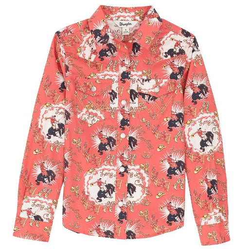 Wrangler Girl's Pearl Snap Western Bucking Horse Shirt KIDS - Girls - Clothing - Tops - Long Sleeve Tops Wrangler