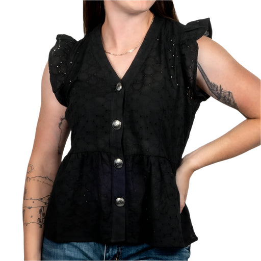 Cruel Denim Women's Eyelet Blouse WOMEN - Clothing - Tops - Sleeveless Cruel Denim
