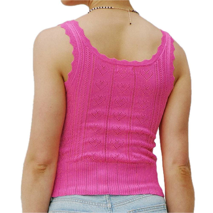 Pointelle Heart Knit Top WOMEN - Clothing - Tops - Sleeveless Illa Illa