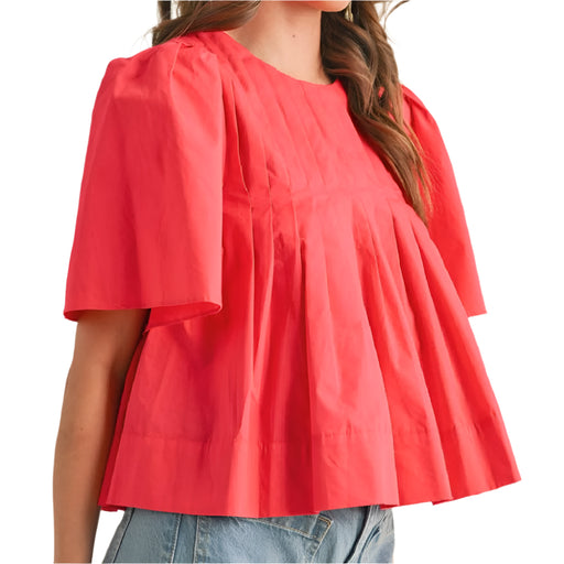 Pleated Top - Cerise Pink WOMEN - Clothing - Tops - Short Sleeved En Merci