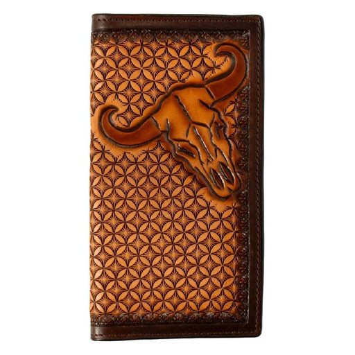 3D Tooled Cow Skull Stained Edge Rodeo Wallet MEN - Accessories - Wallets & Money Clips M&F Western Products
