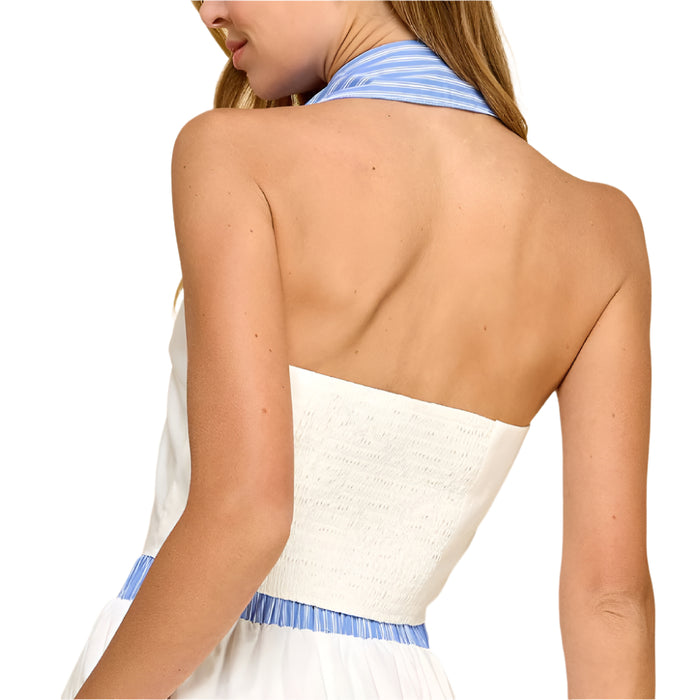 * Contrast Striped Placket Halter Top - FINAL SALE WOMEN - Clothing - Tops - Sleeveless TCEC