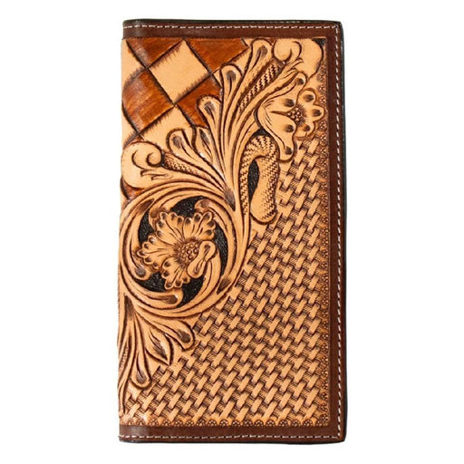 3D Tooled Floral Basketweave Rodeo Wallet MEN - Accessories - Wallets & Money Clips M&F Western Products