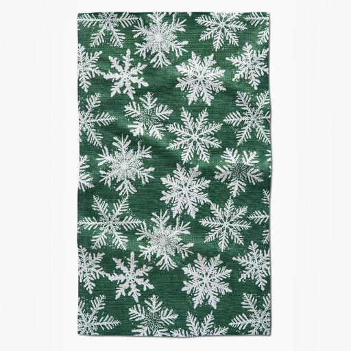 Snowy Days Green Tea Towel HOME & GIFTS - Tabletop + Kitchen - Kitchen Decor Geometry