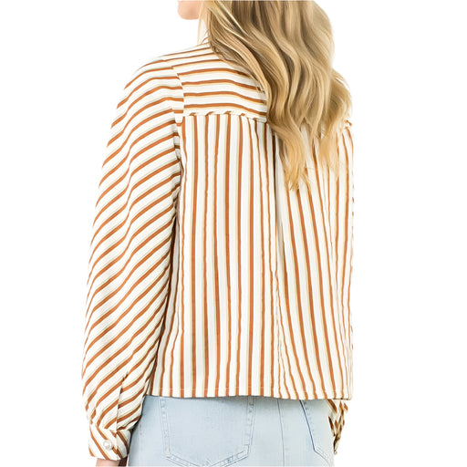 Pearl Button Stripe Top WOMEN - Clothing - Tops - Long Sleeved THML Clothing