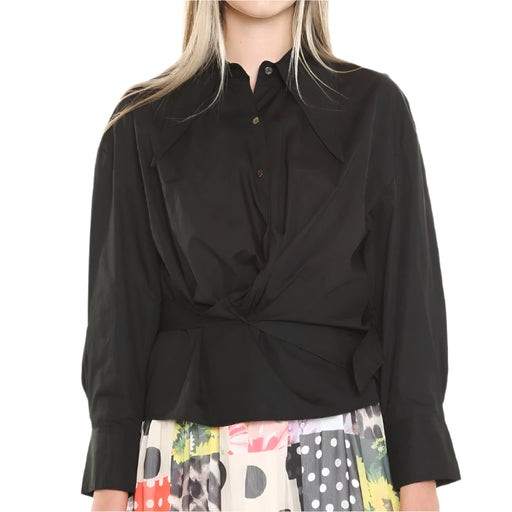 Extended Collar Wrapping Blouse WOMEN - Clothing - Tops - Long Sleeved Beulah Style