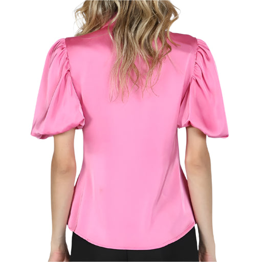 Center Ruffles Satin Blouse WOMEN - Clothing - Tops - Short Sleeved Beulah Style