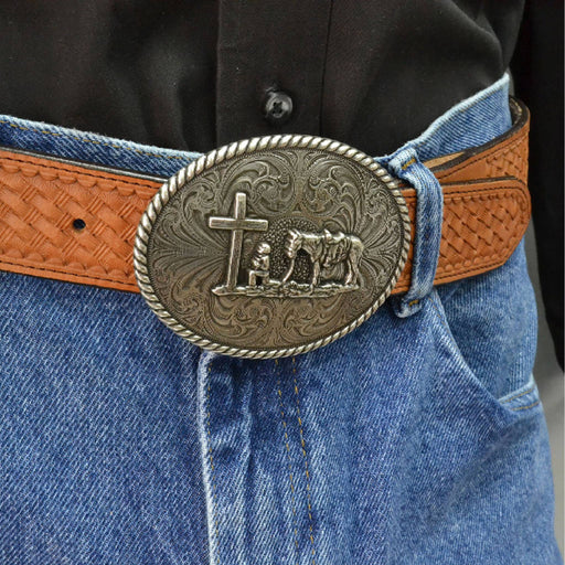 Montana Silversmiths Christian Cowboy Attitude Belt Buckle ACCESSORIES - Additional Accessories - Buckles Montana Silversmiths