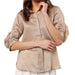 Pleated Linen Top - Tan WOMEN - Clothing - Tops - Long Sleeved Naked Zebra