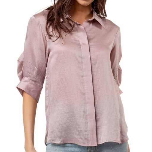 Pleated Linen Top - Rosy Pink WOMEN - Clothing - Tops - Short Sleeved Naked Zebra