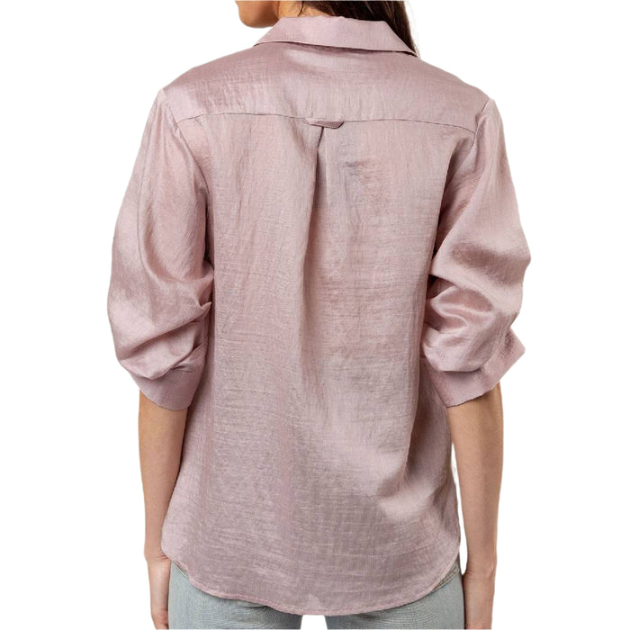 Pleated Linen Top - Rosy Pink WOMEN - Clothing - Tops - Short Sleeved Naked Zebra