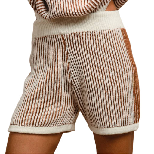 Ribbed Shorts - Ivory/Cinnamon WOMEN - Clothing - Shorts BiBi Clothing