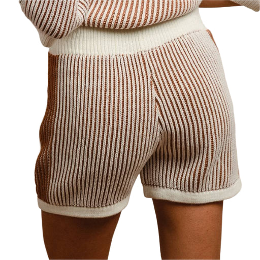 Ribbed Shorts - Ivory/Cinnamon WOMEN - Clothing - Shorts BiBi Clothing