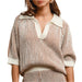 Ribbed Collared Sweater - Ivory/Cinnamon WOMEN - Clothing - Tops - Short Sleeved Teskeys