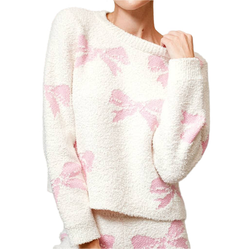 Bow Print Cozy PJ Top - Off White/Pink WOMEN - Clothing - Loungewear Blue B