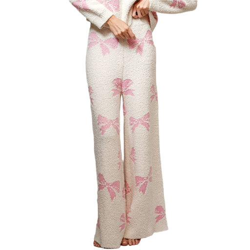 Bow Print Cozy PJ Bottom - Off White/Pink WOMEN - Clothing - Loungewear Blue B