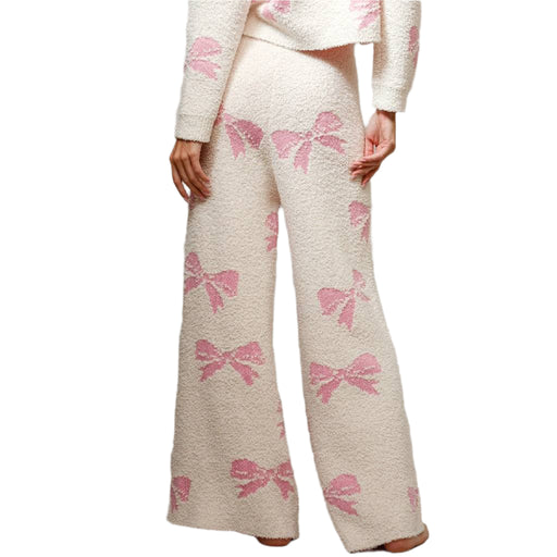 Bow Print Cozy PJ Bottom - Off White/Pink WOMEN - Clothing - Loungewear Blue B