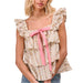 Floral Front Bow Tied Ruffled Top WOMEN - Clothing - Tops - Short Sleeved BiBi Clothing