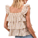 Floral Front Bow Tied Ruffled Top WOMEN - Clothing - Tops - Short Sleeved BiBi Clothing