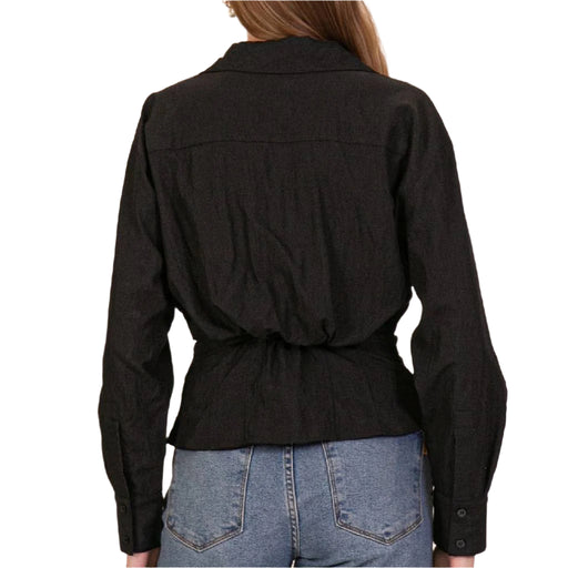 Fitted Button Up Crop Top - Black WOMEN - Clothing - Tops - Long Sleeved Lumiere