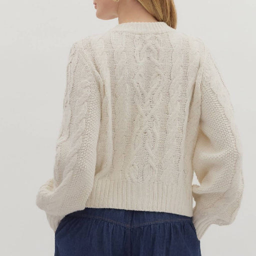 Cable Knit Gold Button Sweater WOMEN - Clothing - Sweaters & Cardigans Entro