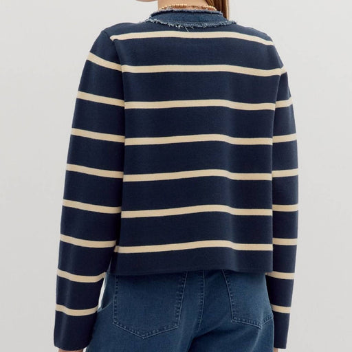 Stripe and Denim Sweater WOMEN - Clothing - Sweaters & Cardigans Entro