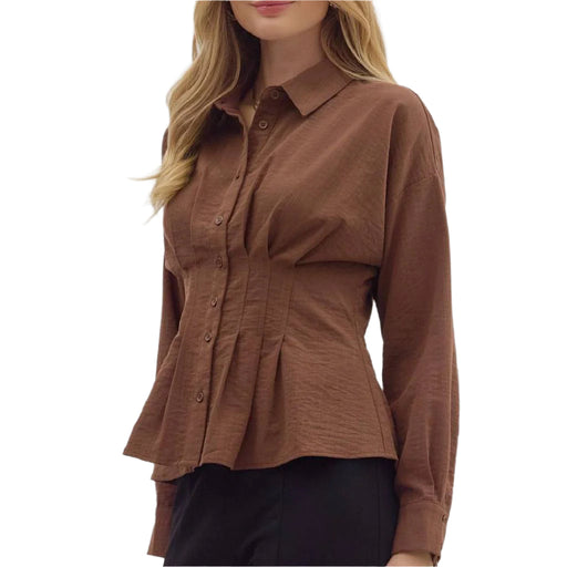 Espresso Peplum Top WOMEN - Clothing - Tops - Long Sleeved Entro