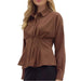 Espresso Peplum Top WOMEN - Clothing - Tops - Long Sleeved Entro
