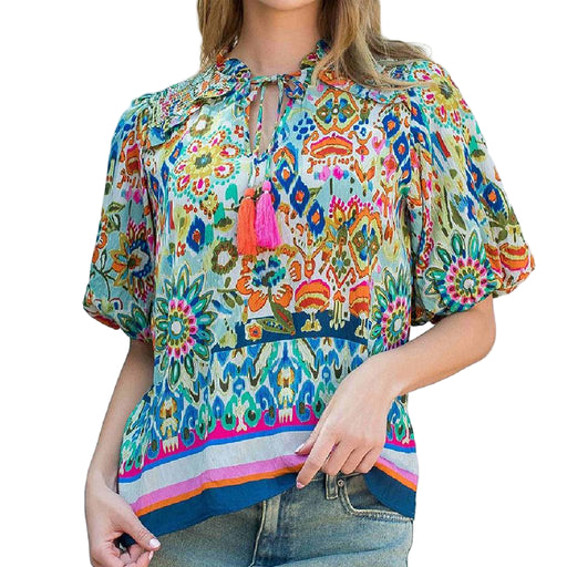 Smocked Tassel Tie Top WOMEN - Clothing - Tops - Short Sleeved THML Clothing