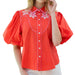 Flower Embroidered Top - Orange WOMEN - Clothing - Tops - Short Sleeved THML Clothing