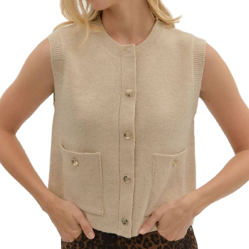 Sleeveless Knit Sweater - Ecru WOMEN - Clothing - Tops - Sleeveless Entro