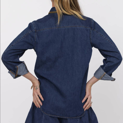 Sage The Label Magnolia Blanket Stitch Denim Shirt WOMEN - Clothing - Tops - Long Sleeved Sage The Label