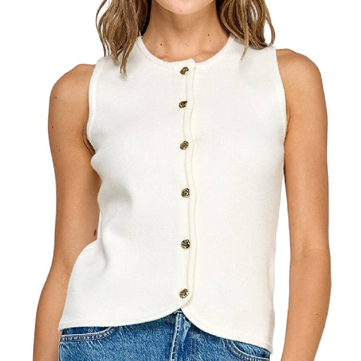 Crew Neck Sweater Vest - Off White WOMEN - Clothing - Outerwear - Vests Miss Love