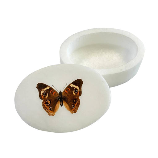 Buckeye Butterfly White Oval Soapstone Trinket Box HOME & GIFTS - Home Decor - Decorative Accents Madison Bay Co.