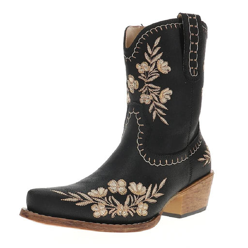Roper Women's Wynona Faux Leather Black Floral Bootie WOMEN - Footwear - Boots - Booties Roper Apparel & Footwear