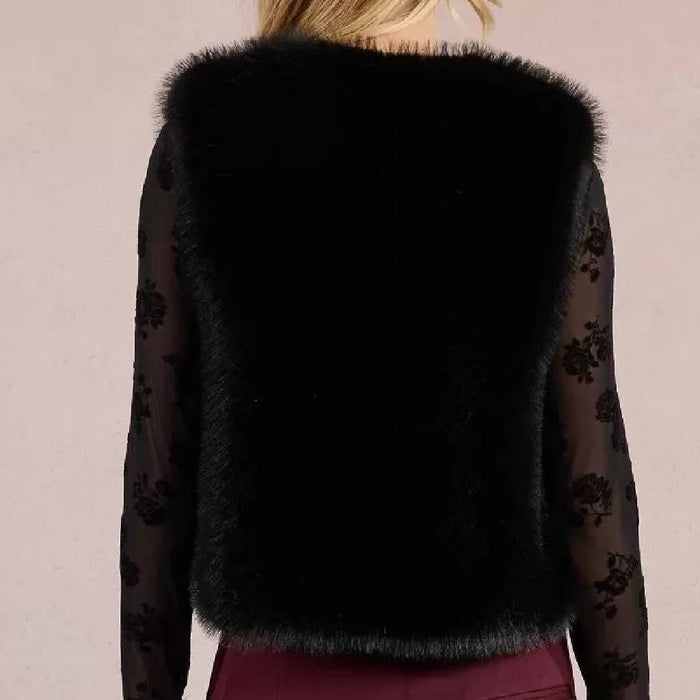 Woven Fur Black Vest WOMEN - Clothing - Outerwear - Vests Molly Bracken