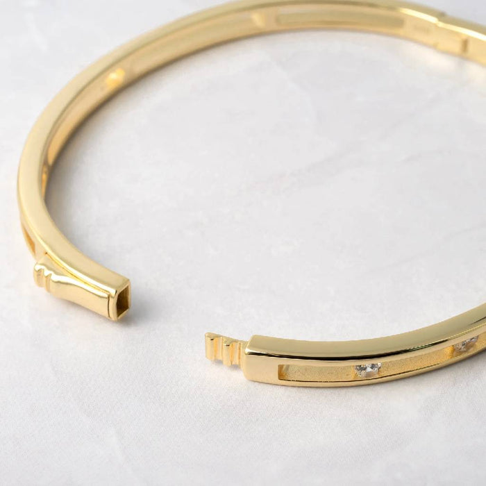 Studded Gold Bangle - 6.75"