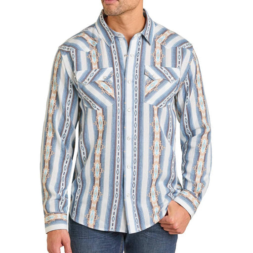 Panhnadle Men's Modern Vintage Blue Aztec Snap Shirt MEN - Clothing - Shirts - Long Sleeve Panhandle